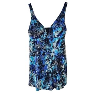 Croft & Barrow Blue Body Sculptor Swim Dress Camisole Sz 12